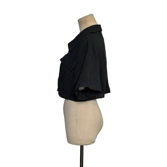 Shein black short sleeves crop blouse size Large - Picture 5 of 13